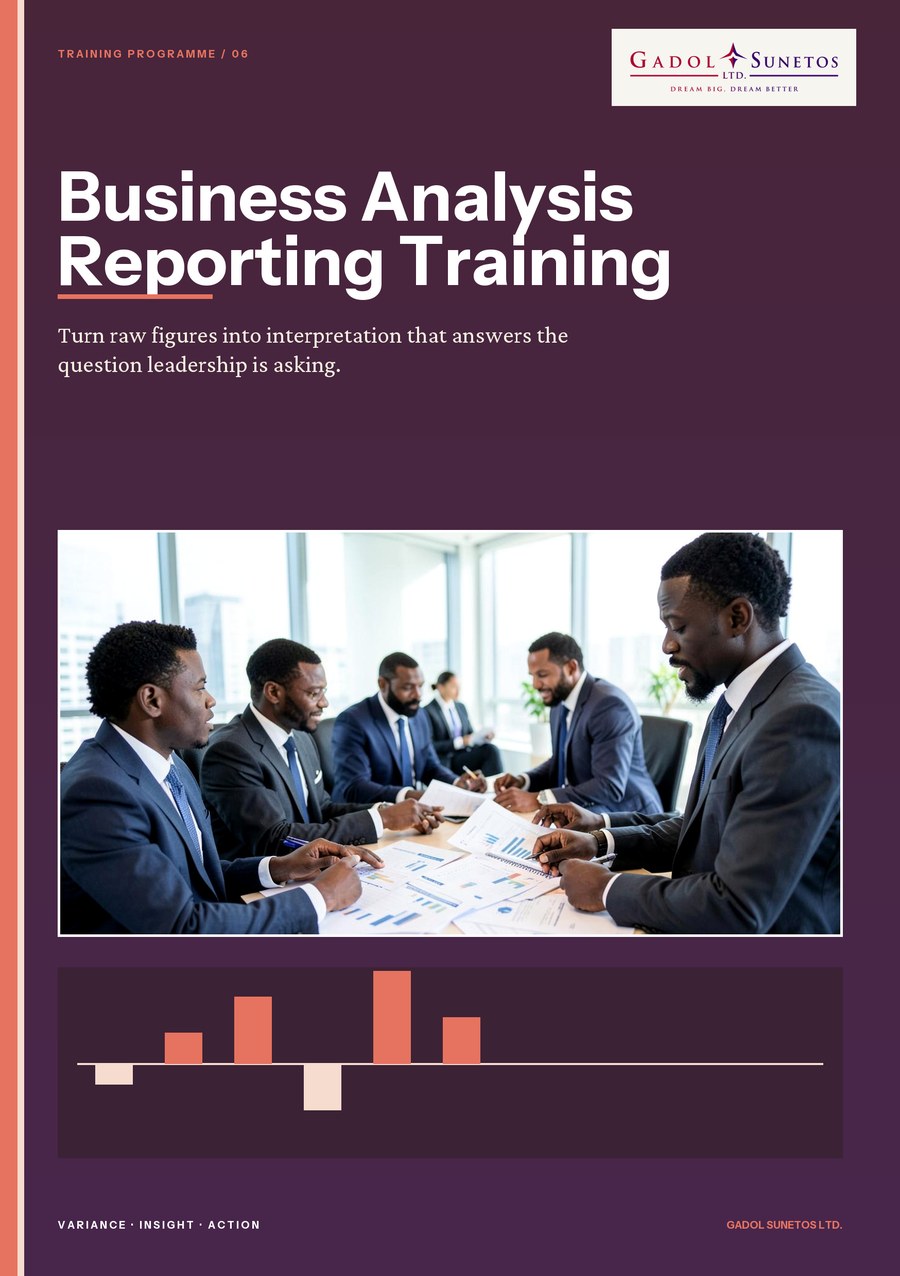 Business Analysis Reporting Training flyer cover