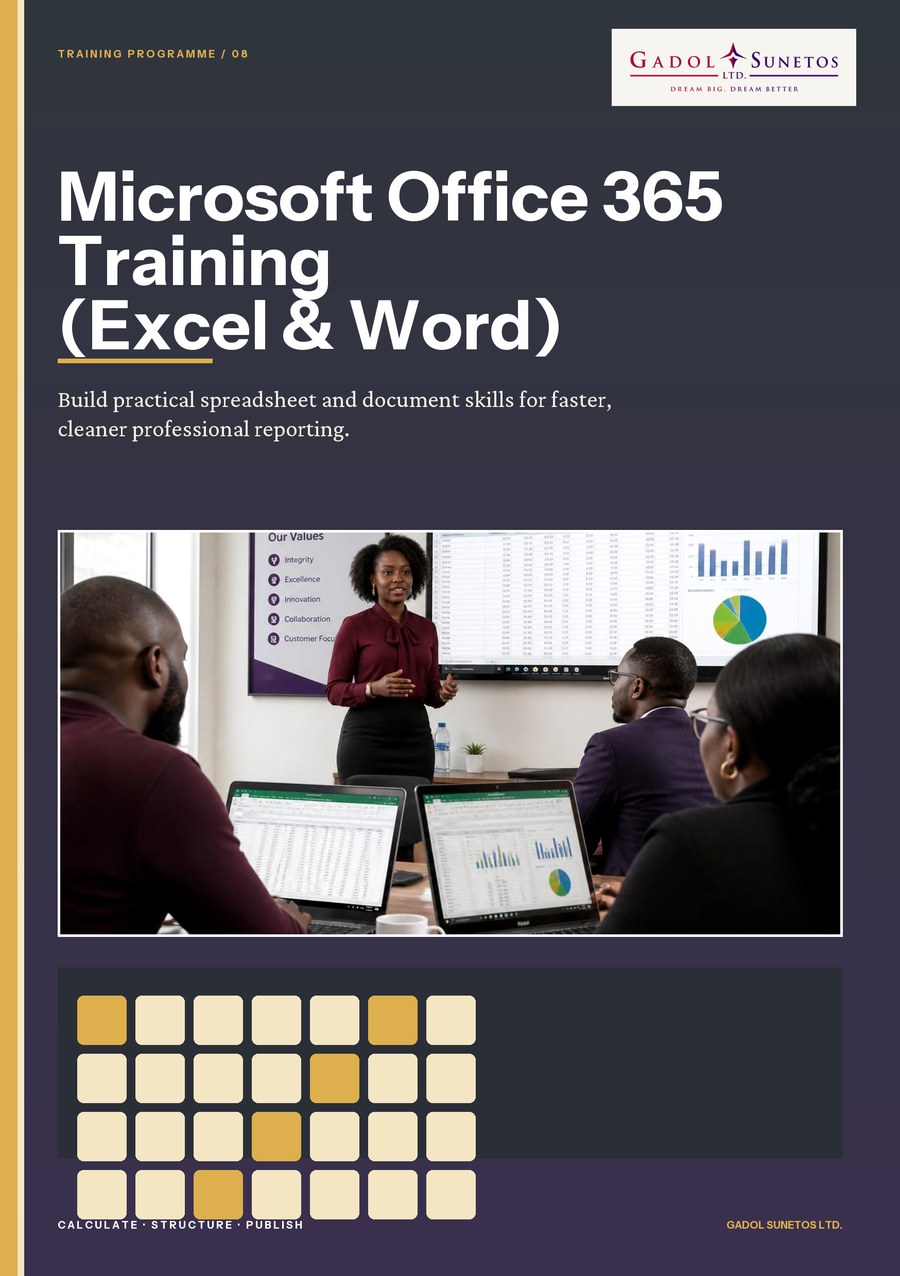 Microsoft Office 365 Excel and Word Training flyer cover