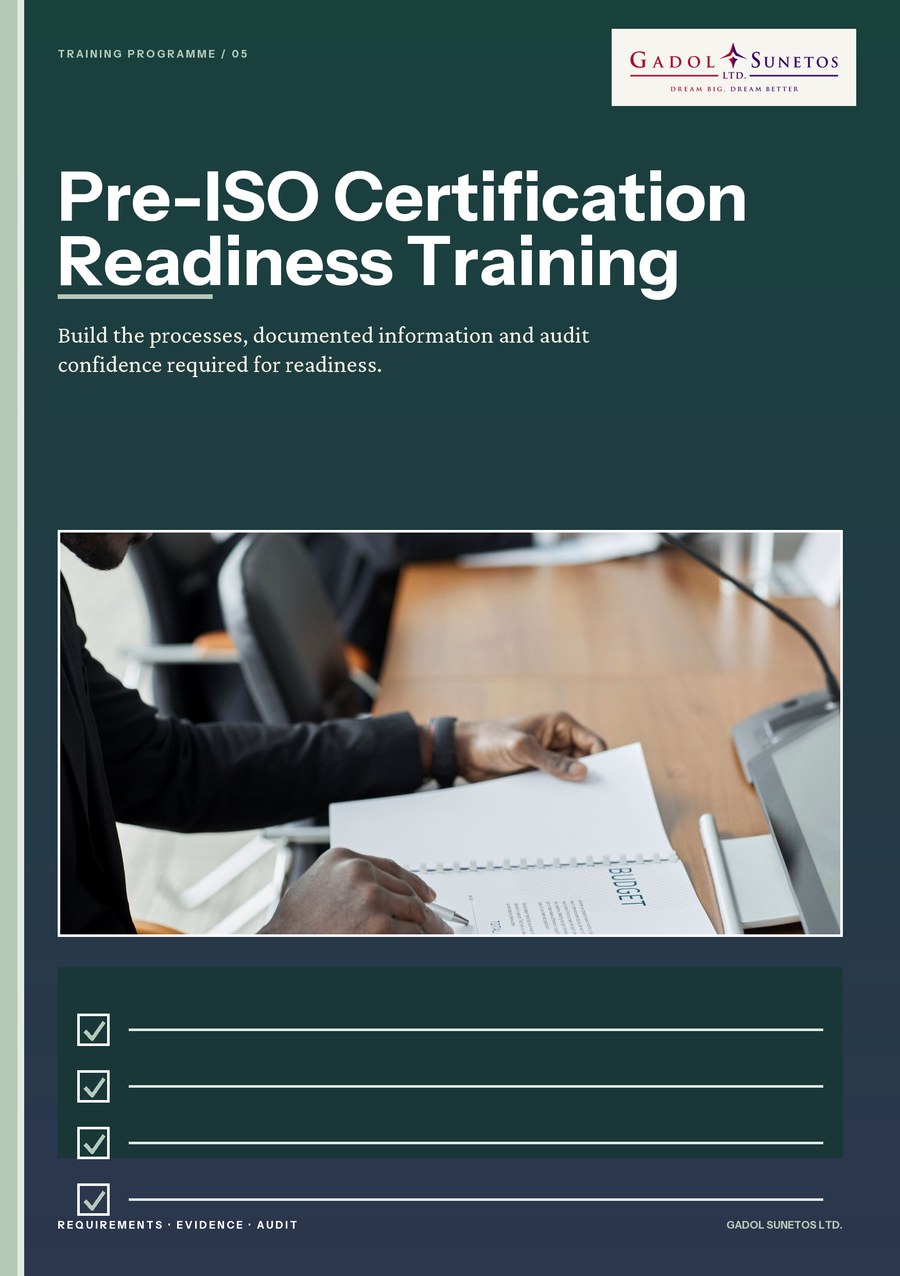 Pre-ISO Certification Readiness Training flyer cover